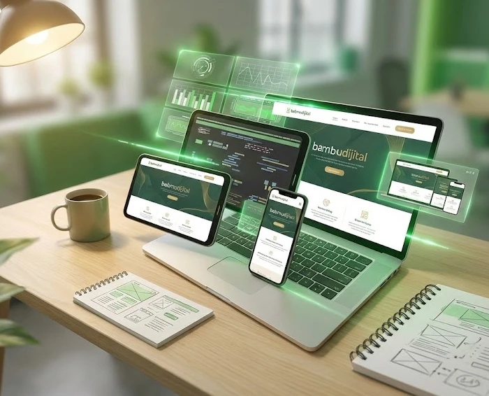 Dizüstü bilgisayar, tablet ve telefonda açık web sitesi tasarımları