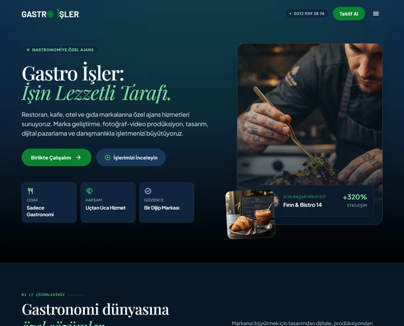 Gastro İşler web sitesinin giriş ekranı